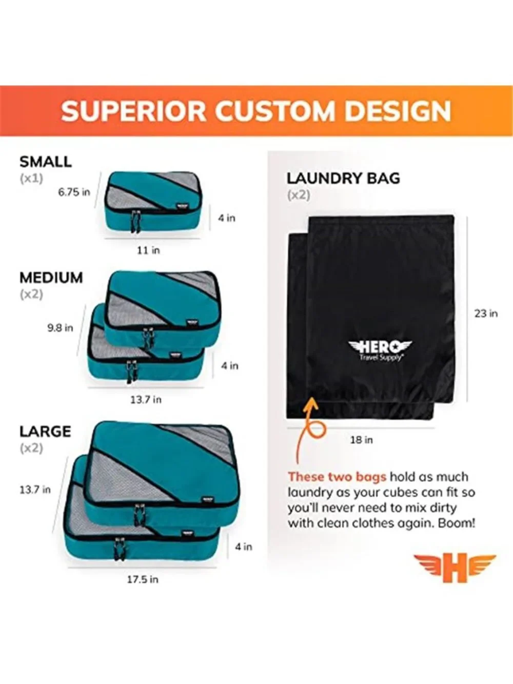Packing Cubes Travel Organizer Set Luggage Storage Bags Ripstop Nylon 7 Piece